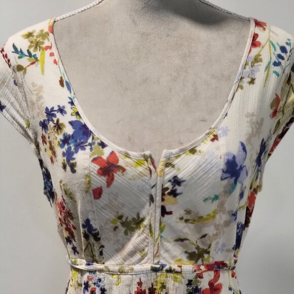 Eddie Bauer Size 8 100 % Cotton, Cream/Floral Dress - Picture 1 of 5